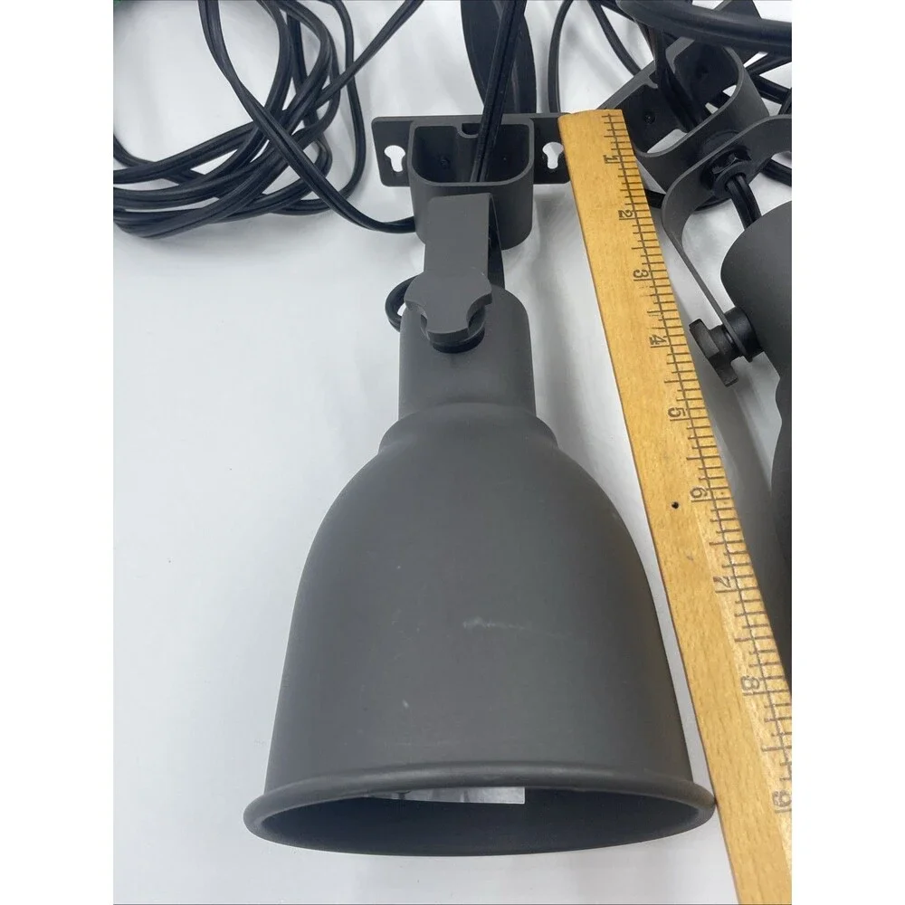 SET of 2 - Ikea HEKTAR Wall Spotlight Lamp W Bulbs, Metal, Dark Gray - Pre Owned